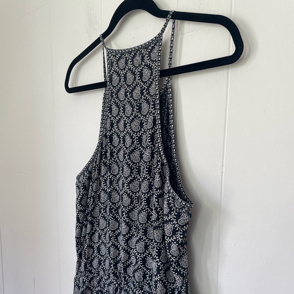 Lou & Grey Sleeveless Jumpsuit Black White Boho Festival Pockets ~ Size M - Picture 4 of 14